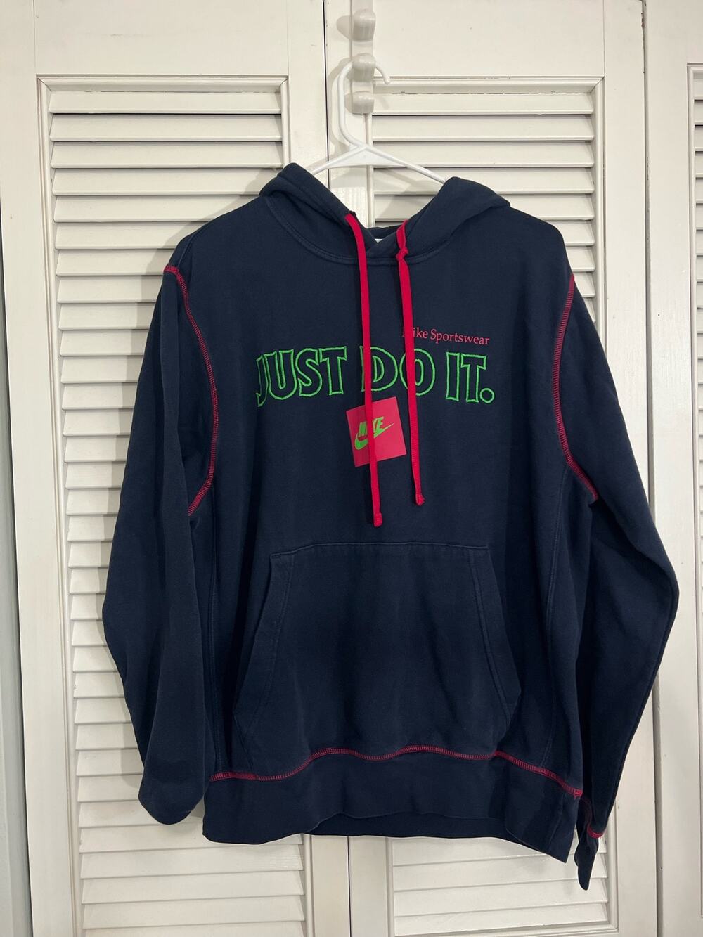 Nike Men’s Just Do It Hoodie Sweatshirt Navy, Pink, Green Sz: Medium